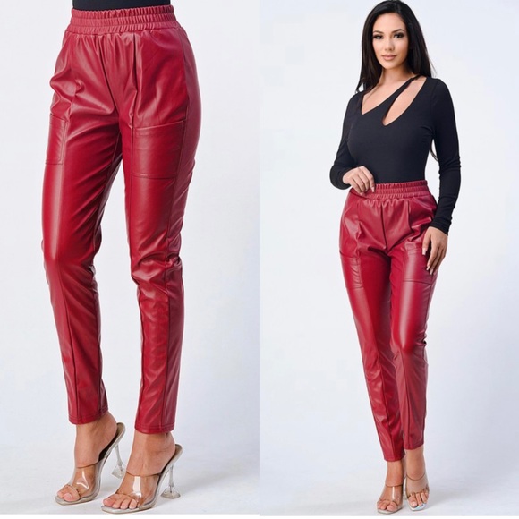 ShopGoGirl Pants - 🆕Cigarette faux leather pants